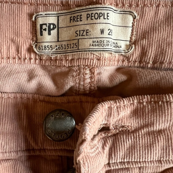 Free People Pink Corduroy Straight Raw Hem Jeans - Picture 5 of 8